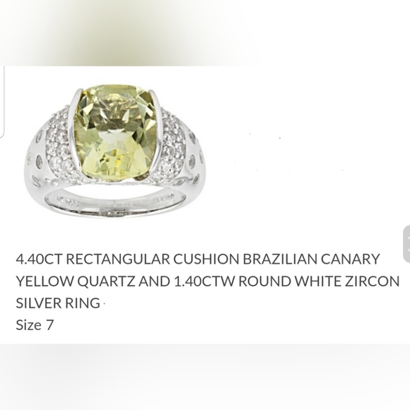 NWOT Ladies Brazilian Canary Yellow Quartz and White Zircon ring set in 925 SS - Picture 4 of 4